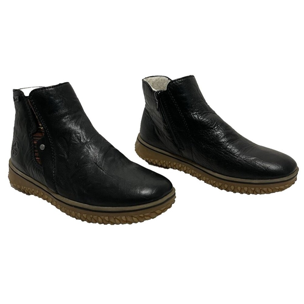 Rieker Ankle Boots Leather Sherpa Lined Womens EU 39 US 8-8.5 Boho